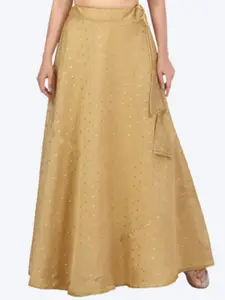 Studio Shringaar Women Golden Colored Embellished Flared Maxi Skirts