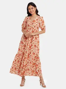 Zink London Beige Floral Maxi Dress
