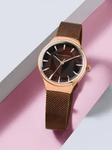 French Connection Women Brown Dial & Brown Bracelet Style Straps Analogue Watch-FCN00021D