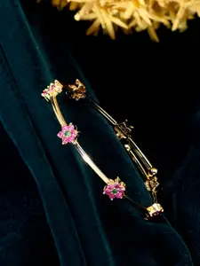 Zaveri Pearls Gold-Toned Floral Stone-Studded Bracelet