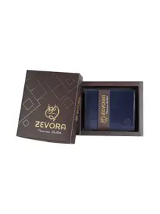 ZEVORA Men Woven Design Leather Two Fold Wallet