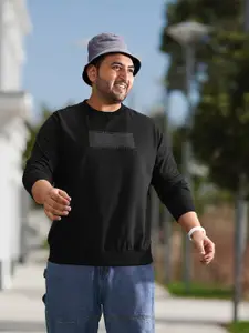 Sztori Men Plus Size Black Printed Sweatshirt