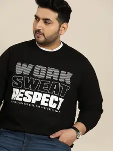 Sztori Men Plus Size Black & White Printed Sweatshirt