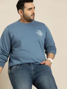 Sztori Men Plus Size Blue Solid Sweatshirt