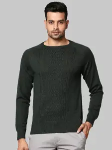 Raymond Men Green Cable Knit Pullover