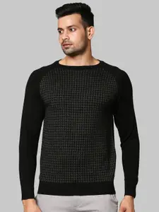 Raymond Men Black Self Design Pullover
