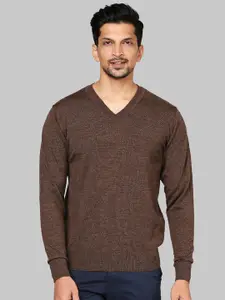 Raymond Men Brown Woolen Pullover Sweater
