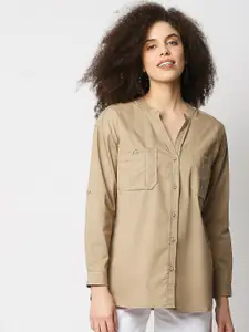 Remanika Women Beige Custom Tailored Fit Casual Shirt