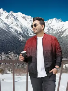 Sztori Men Plus Size Ombre Effect Bomber Jacket