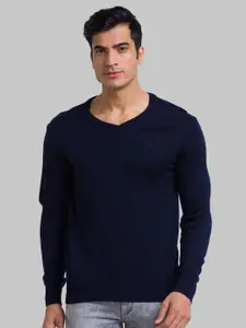Parx Men Blue Solid Sweater Vest