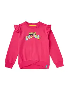 Cub McPaws Girls Typography Printed Sweatshirt