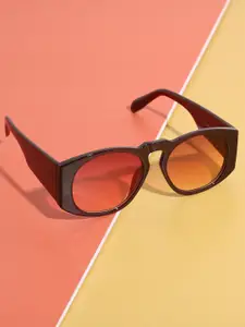 HAUTE SAUCE by  Campus Sutra HAUTE SAUCE by Campus Sutra Women Brown Lens & Red Oversized Sunglasses with Polarised Lens