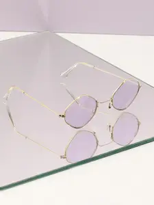 HAUTE SAUCE by  Campus Sutra HAUTE SAUCE by Campus Sutra Women Purple Lens & Gold-Toned Other Sunglasses with Polarised Lens