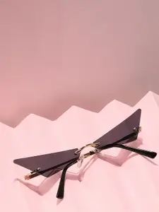 HAUTE SAUCE by  Campus Sutra HAUTE SAUCE by Campus Sutra Women Black Lens & Gold-Toned Cateye Sunglasses with Polarised Lens