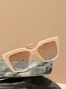 HAUTE SAUCE by  Campus Sutra HAUTE SAUCE by Campus Sutra Women Mirrored Lens  Cateye Sunglasses with Polarised Lens