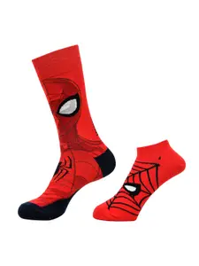 Balenzia x Marvel Men Pack Of 2 Spider-Man Patterned Ankle & Calf Length Socks