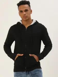 ARISE Men Black Hooded Solid Sweatshirt
