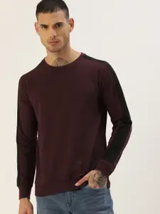 ARISE Men Maroon Solid Sweatshirt