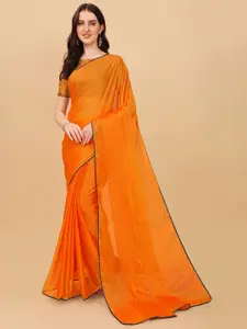 Indian Fashionista Orange & Red Mukaish Art Silk  Tussar Saree