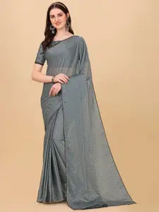 Indian Fashionista Silver Toned Woven Design Mukaish Art Silk Tussar Saree
