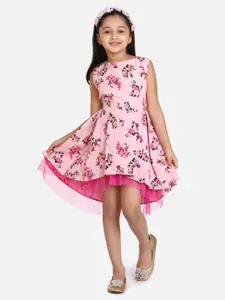 StyleStone Pink Floral Net Dress