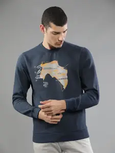 t-base Men Blue Printed Sweatshirt