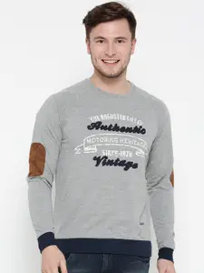 Roadster Men Grey Melange Printed Sweatshirt