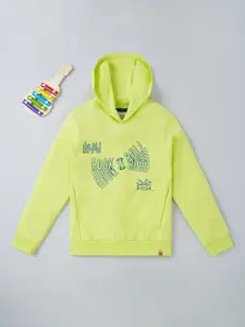 Ed-a-Mamma Boys Green Printed Hooded Sweatshirt