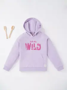 Ed-a-Mamma Girls Printed Typography Hooded Sweatshirt