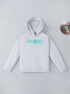 Ed-a-Mamma Girls Typography Printed Hooded Sweatshirt