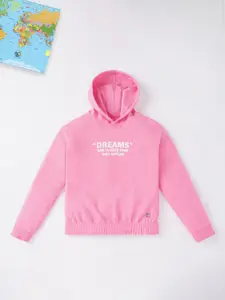 Ed-a-Mamma Girls Pink Printed Hooded Sweatshirt