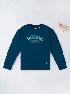 Ed-a-Mamma Girls Navy Blue Printed Sweatshirt