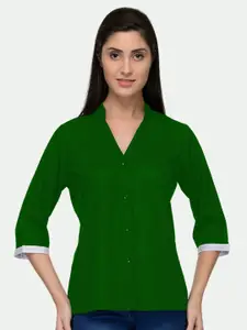 PATRORNA Women Green Comfort Casual Shirt
