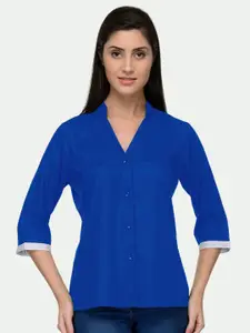 PATRORNA Women Blue Solid Comfort Casual Shirt