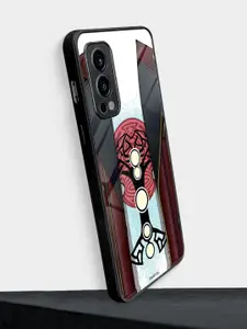 macmerise Black & Red Printed Oneplus Nord 2Glass Phone Back Case
