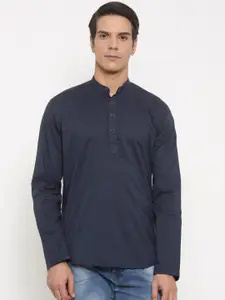 The Indian Garage Co Men Navy Blue Solid Straight Kurta
