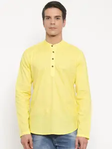 The Indian Garage Co Men Yellow Solid Straight Kurta