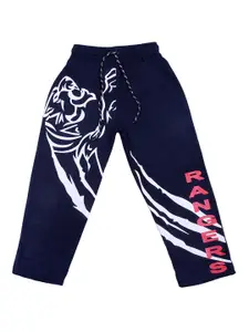 SWEET ANGEL Boys Navy Blue & White Printed Pure Cotton Relaxed-Fit Track Pants