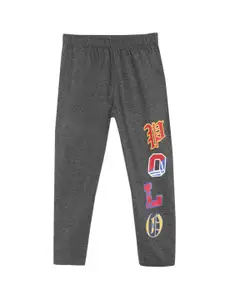 SWEET ANGEL Boys Charcoal Printed Pure Cotton Relaxed-Fit Track Pant