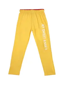 SWEET ANGEL Boys Yellow Printed Cotton Relaxed Fit Track Pants