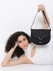 KLEIO Black PU Half Moon Satchel Handbag