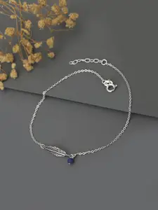 VANBELLE Oxidised  Silver-Plated Blue Beaded Anklet
