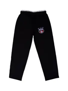 SWEET ANGEL Boys Black Solid Cotton Track Pant