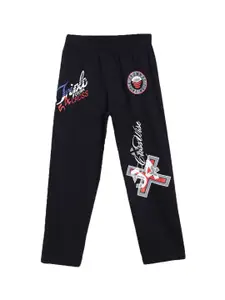 SWEET ANGEL Boys Black Printed Cotton Track Pant