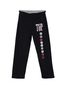 SWEET ANGEL Boys Black Solid Typography Track Pant