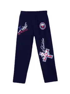 SWEET ANGEL Boys Navy Blue Solid Pure Cotton Track Pants