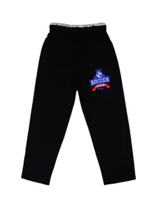 SWEET ANGEL Boys Black Solid Relaxed-Fit Pure Cotton Track Pants
