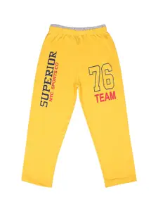 SWEET ANGEL Boys Yellow Solid Relaxed-Fit Pure Cotton Track Pants