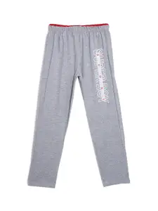 SWEET ANGEL Boys Grey Melange Solid Pure Cotton Relaxed-Fit Track Pants
