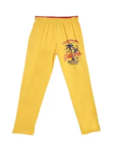 SWEET ANGEL Boys Yellow Printed Relaxed Fit Track Pants
